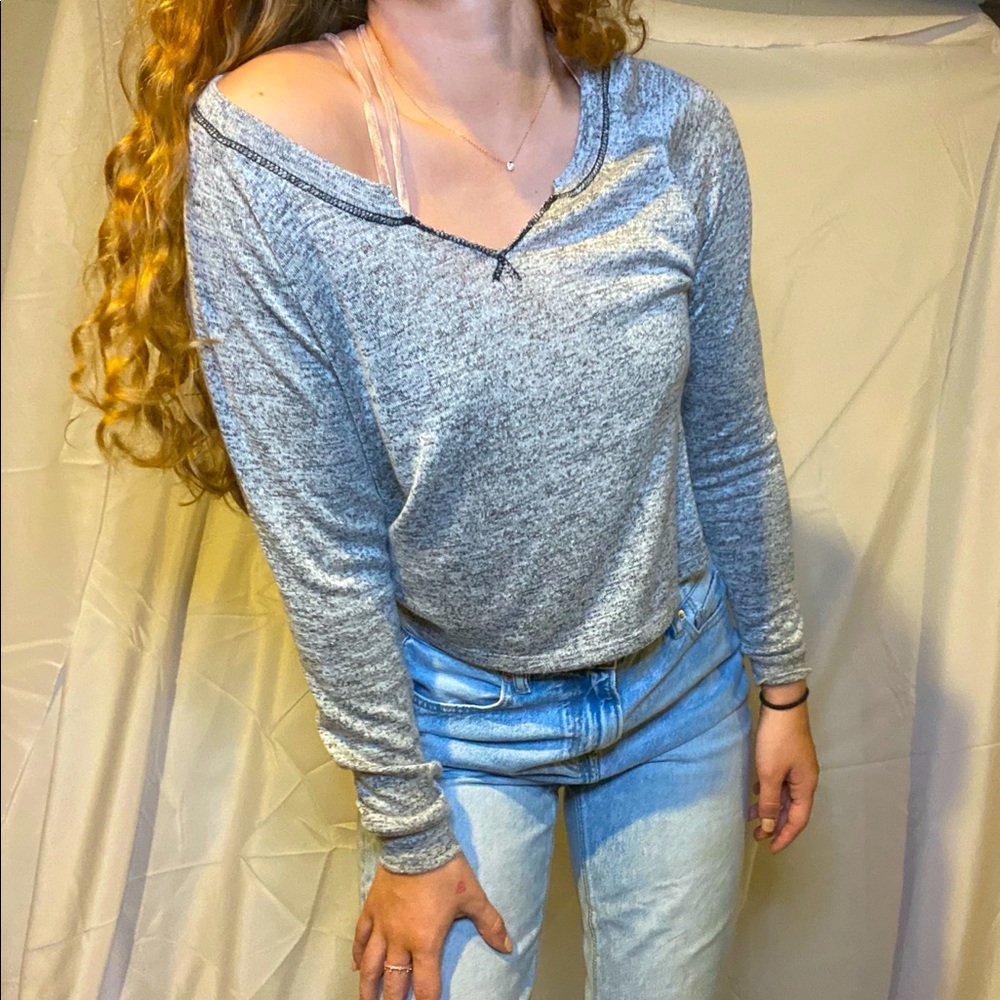 Charlotte Russe Grey Cropped Long sleeve
